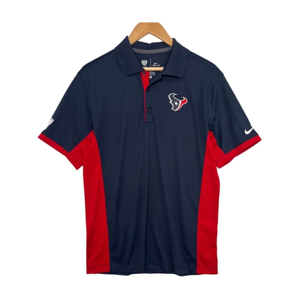 Houston Texans Nike Dri Fit Polo Mens Medium Navy Blue Red NFL Football Apparel